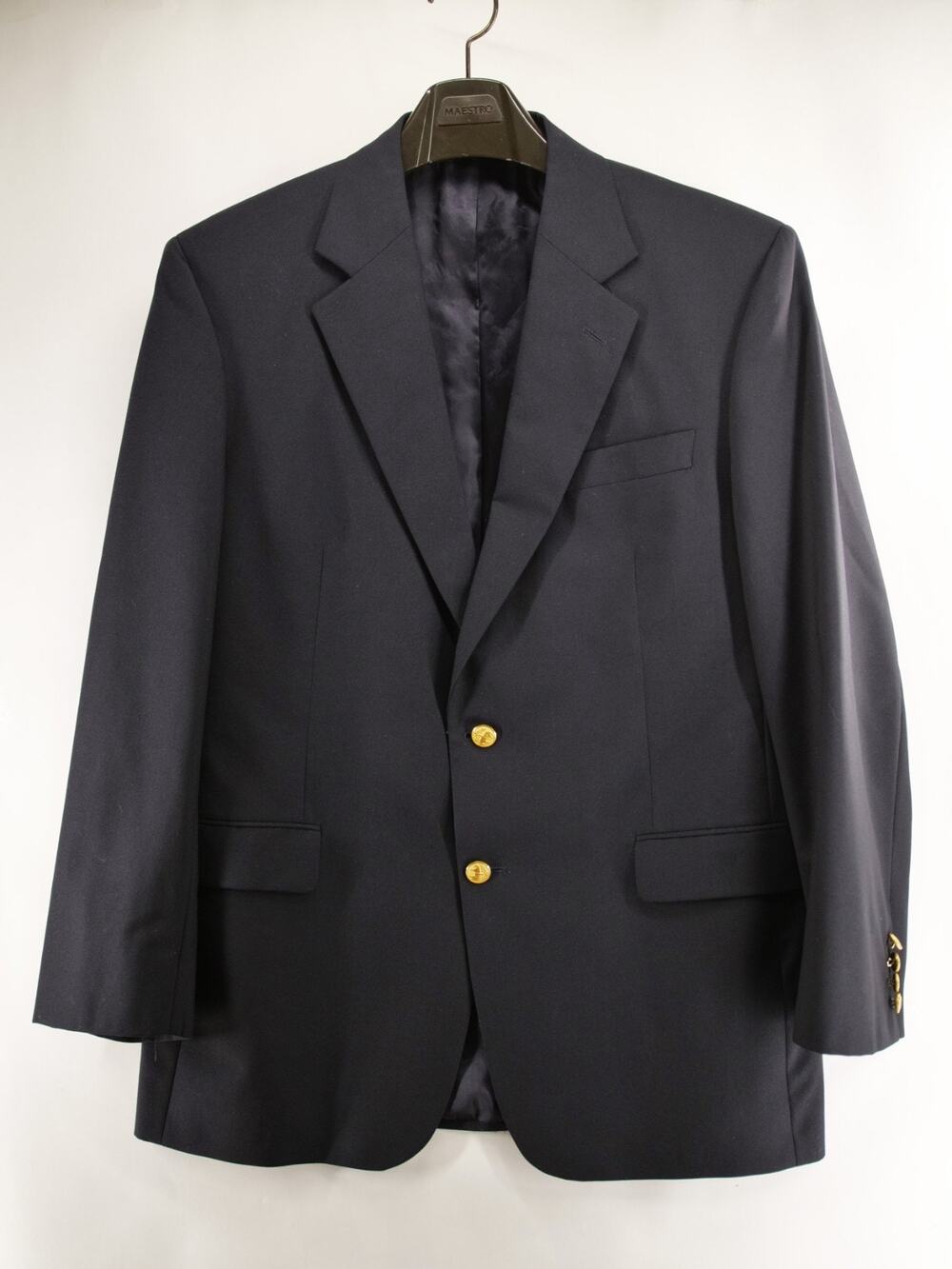 Brooks Brothers 1818 Madison Loro Piana Navy Wool Blazer Gold Buttons 42R Mens
